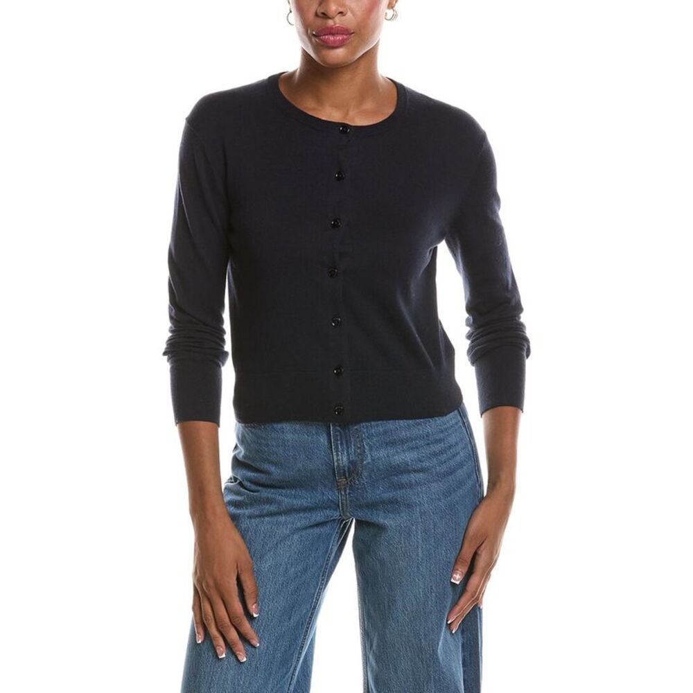 Velvet By Graham & Spencer Womens  Violette Lux Cashmere-Blend Cardigan, Navy